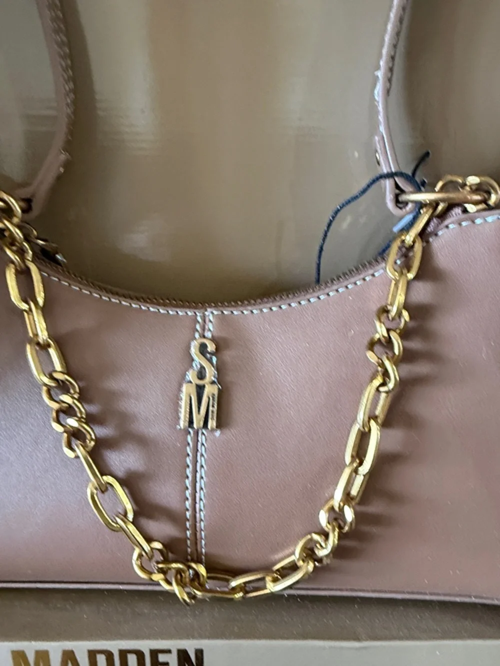 Steve Madden Blush Taupe Shoulder Bag Set with Charm & Card Case - Picture 7 of 10